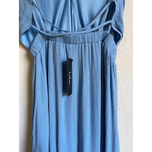 New! Lulus Lost in Paradise Slate Blue Maxi Dress - Picture 10 of 12